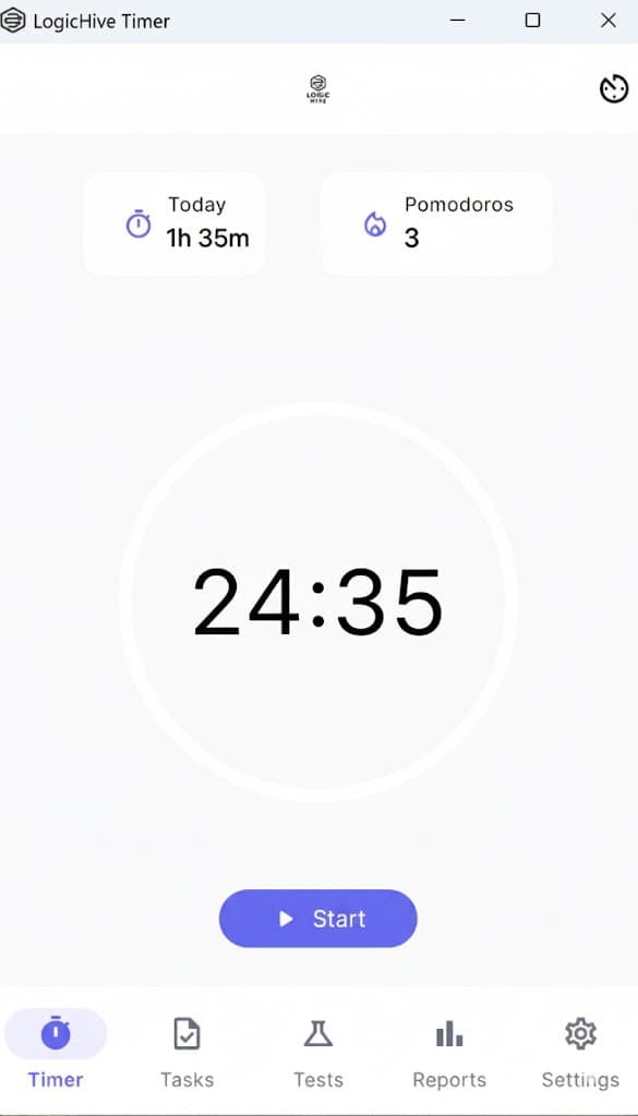 LogicHive Timer - Pomodoro timer view